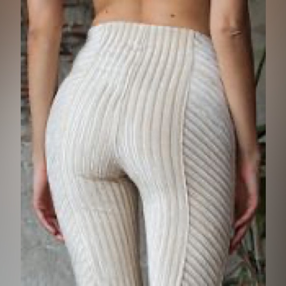 Free People Cream Striped Flare Pants - Picture 6 of 12